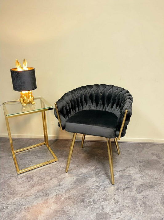 Eva Stuhl Samt Schwarz Gold Rahmen